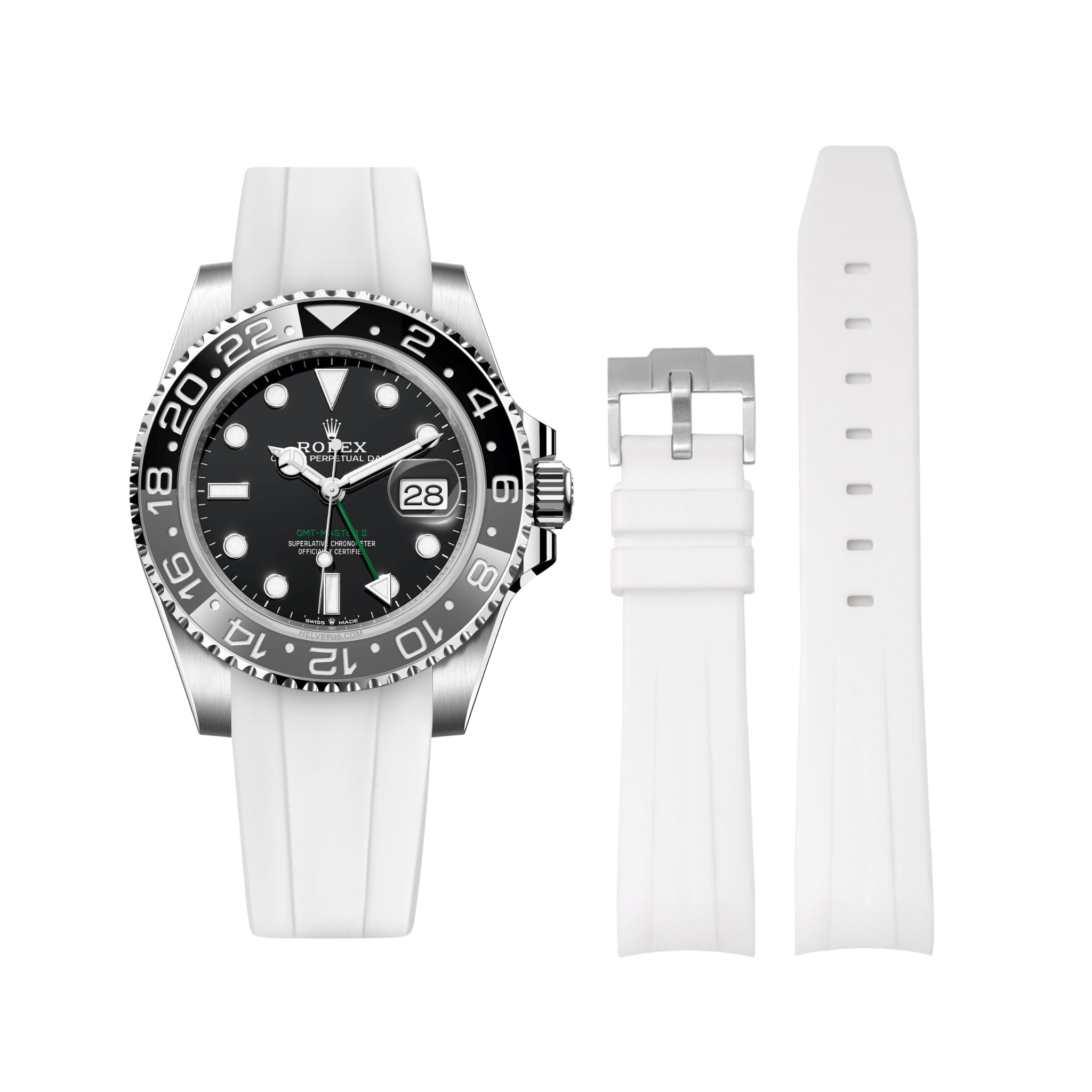 Rubber Strap - For Rolex GMT - Master II - White - Helvetus