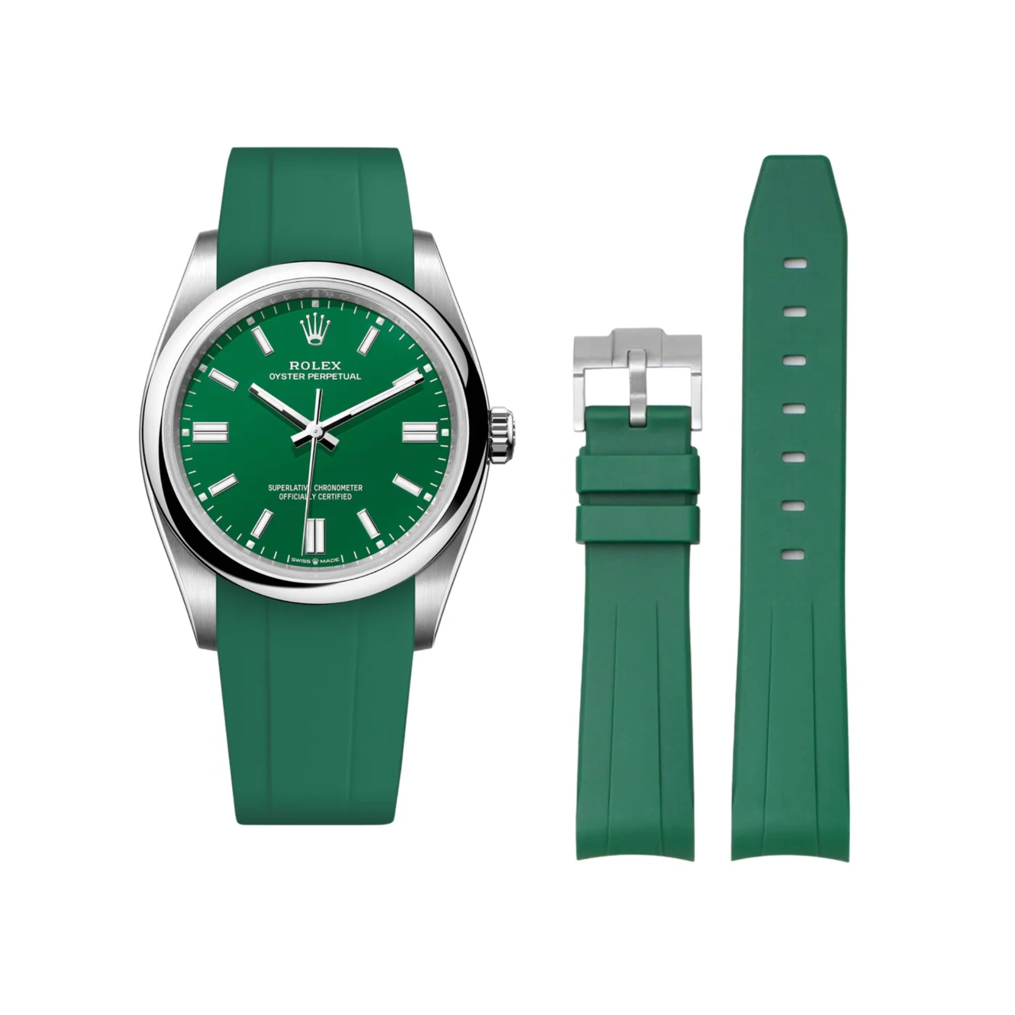 Rubber Strap - For Rolex Oyster Perpetual 36mm - Green - Helvetus