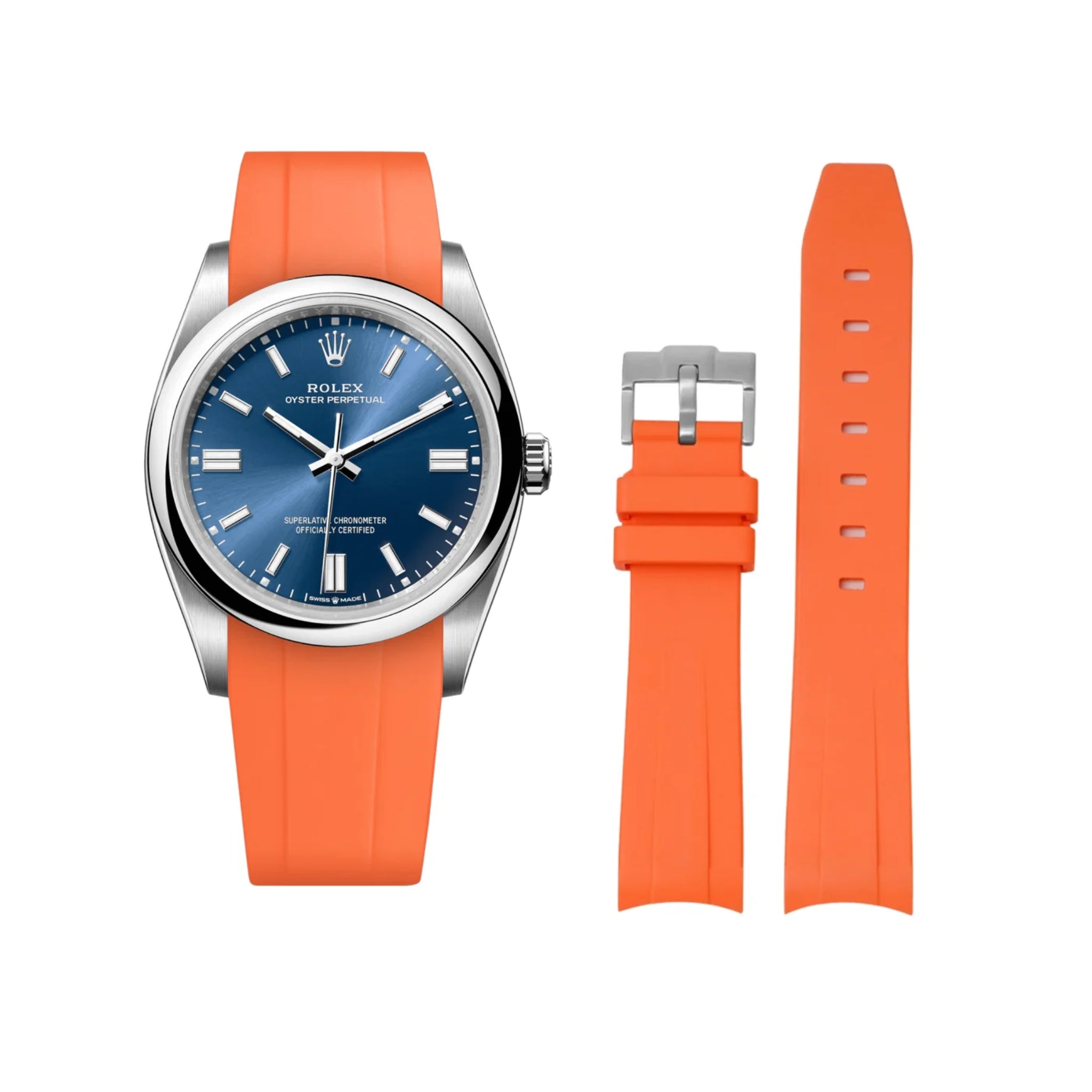 Rubber Strap - For Rolex Oyster Perpetual 36mm - Orange - Helvetus