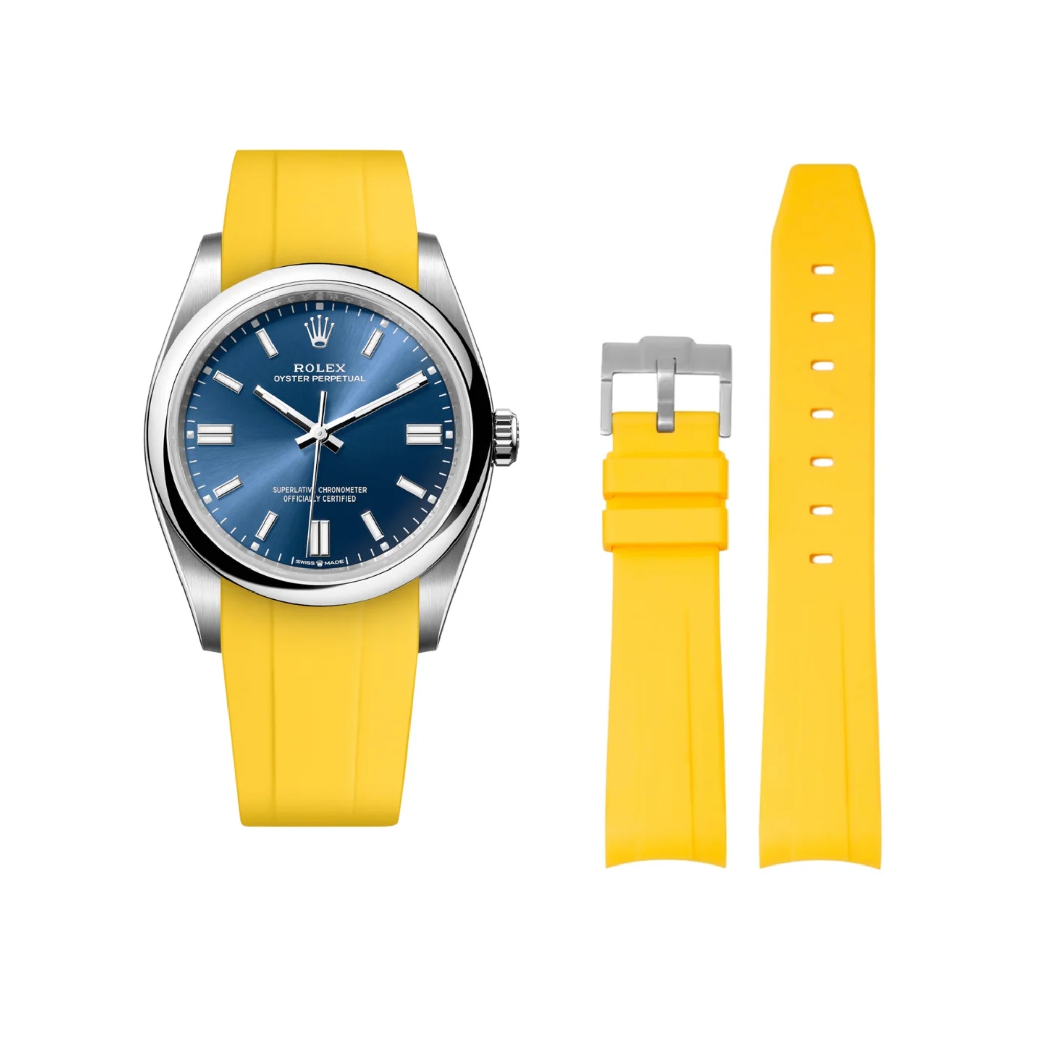 Rubber Strap - For Rolex Oyster Perpetual 36mm - Yellow - Helvetus