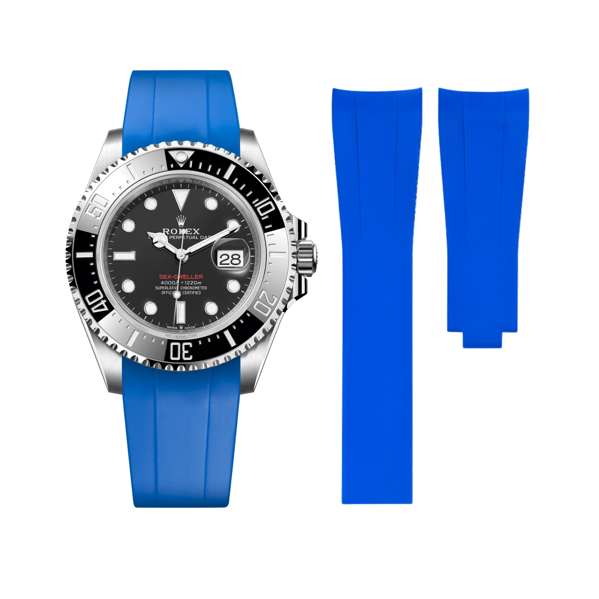 Rubber Strap - For Rolex Sea - Dweller 4000 - Blue - Helvetus