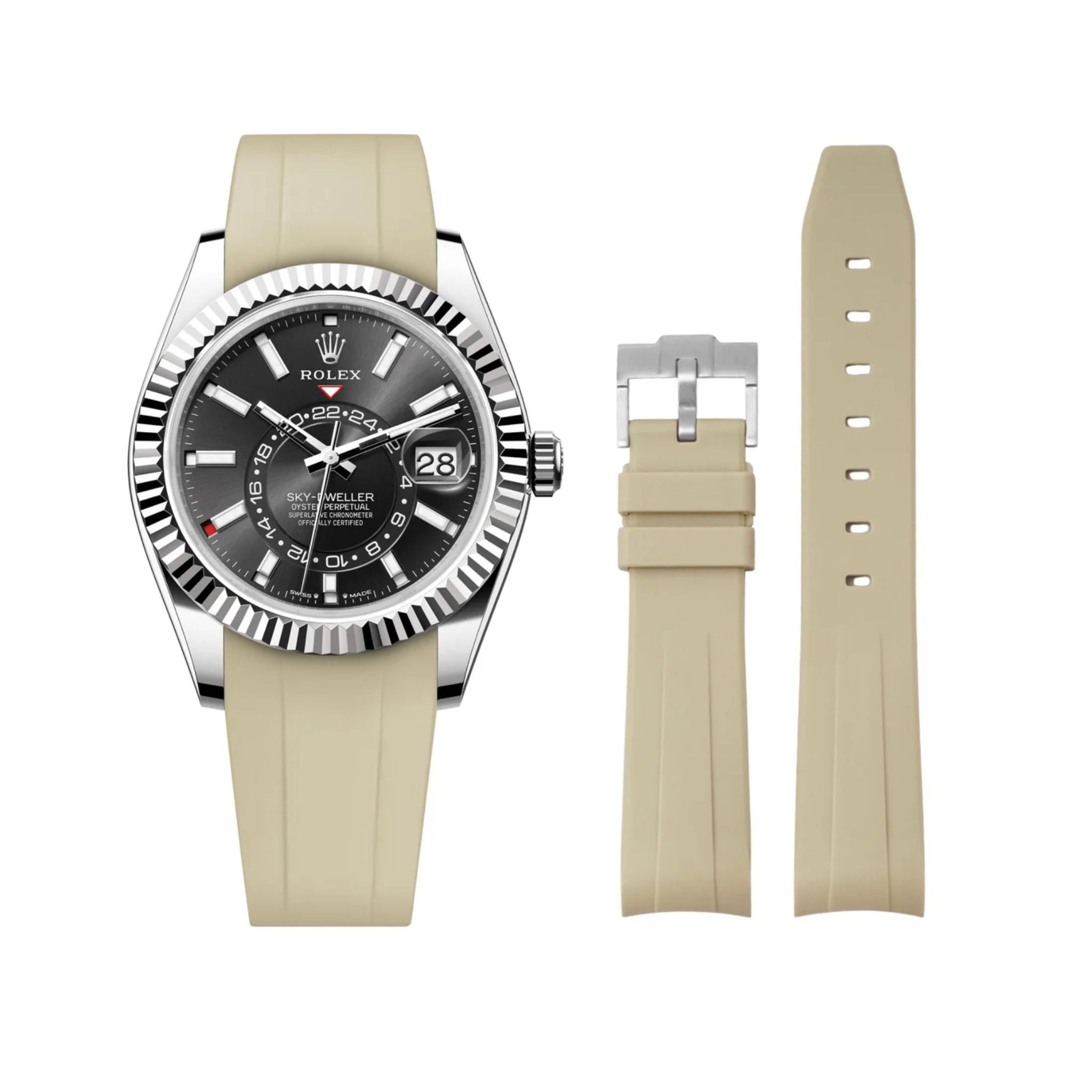 Rubber Strap - For Rolex Sky - Dweller - Beige - Helvetus