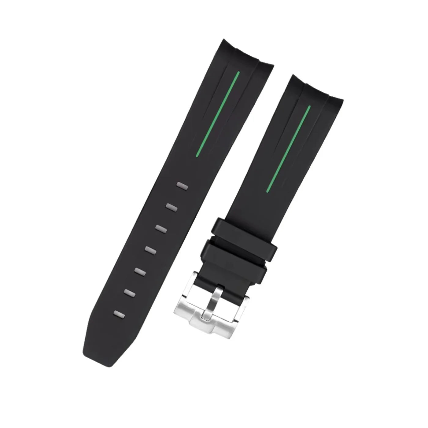 Rubber Strap - For Rolex Yacht - Master - Black w/Green Line | LuxLine® - Helvetus