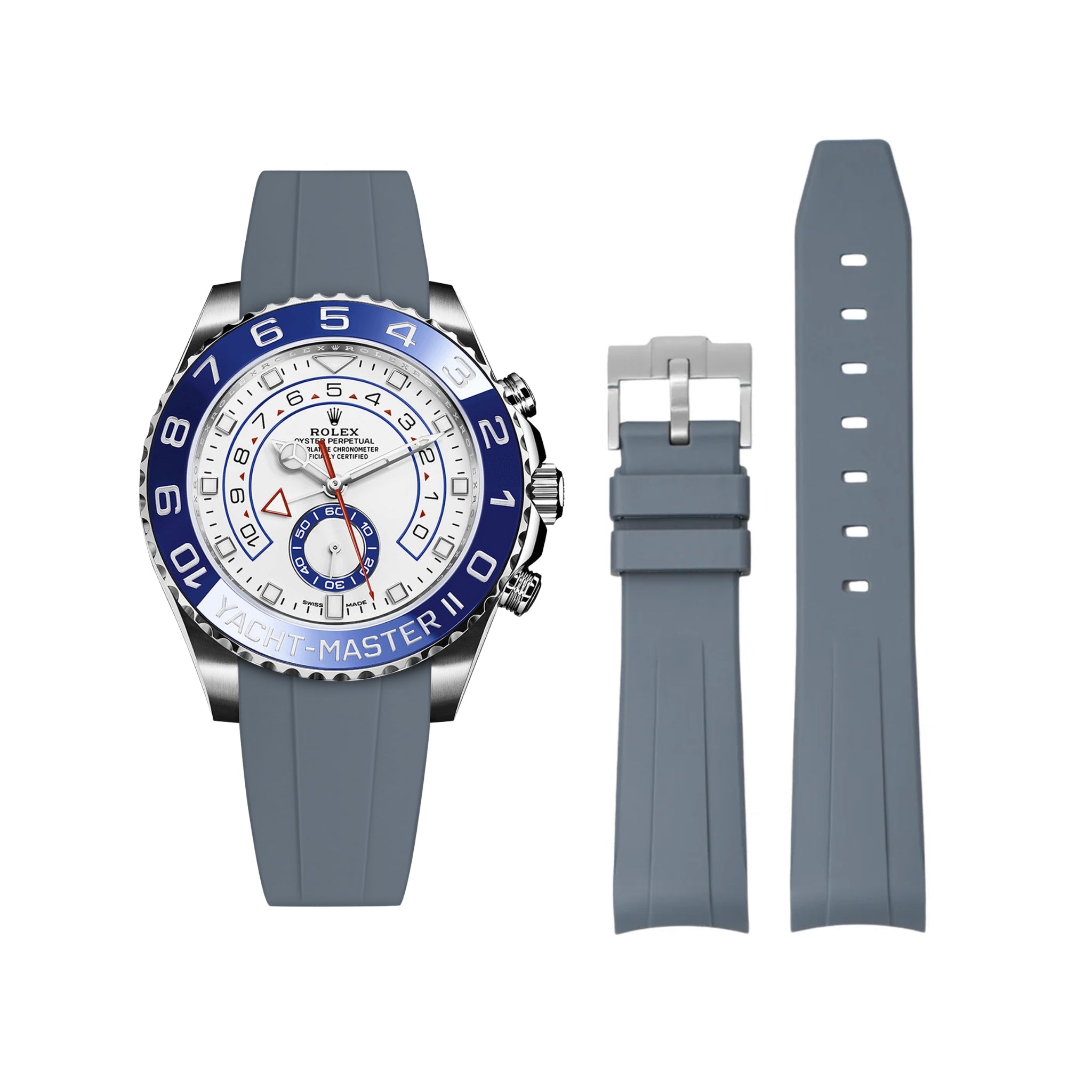 Rubber Strap - For Rolex Yacht - Master II - Grey - Helvetus