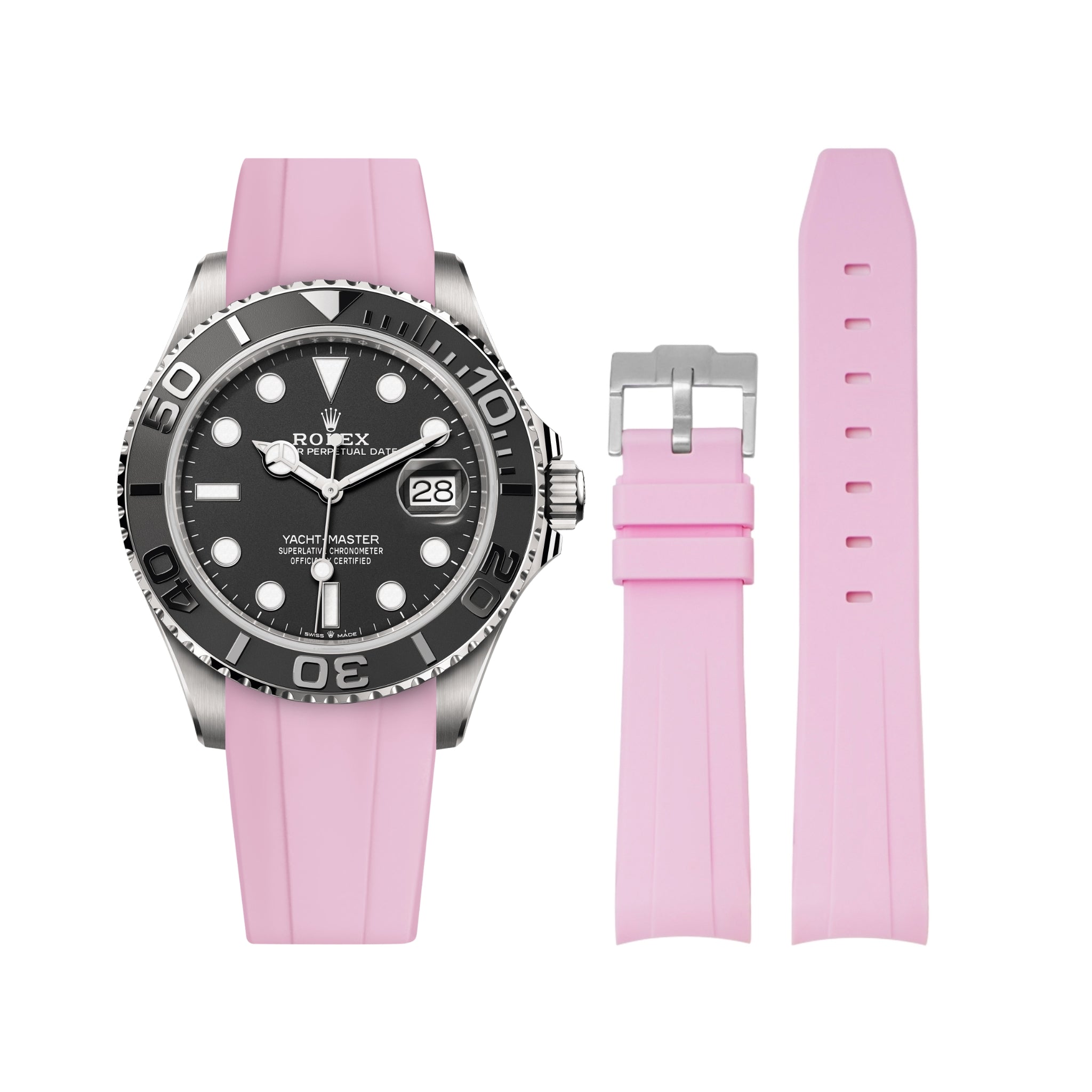 Rubber Strap - For Rolex Yacht - Master - Pink - Helvetus