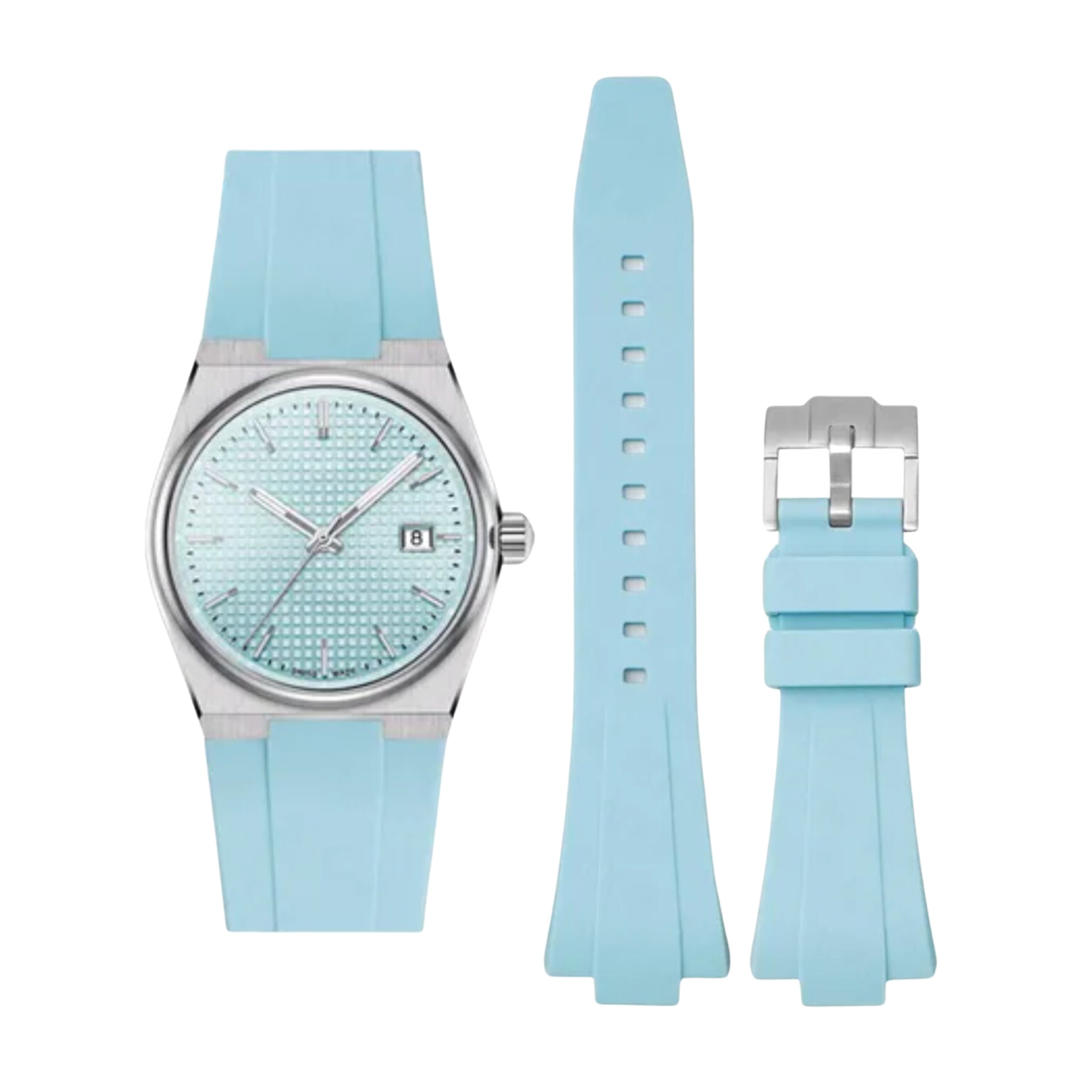 Rubber Strap - For Tissot PRX - Light Blue - Helvetus