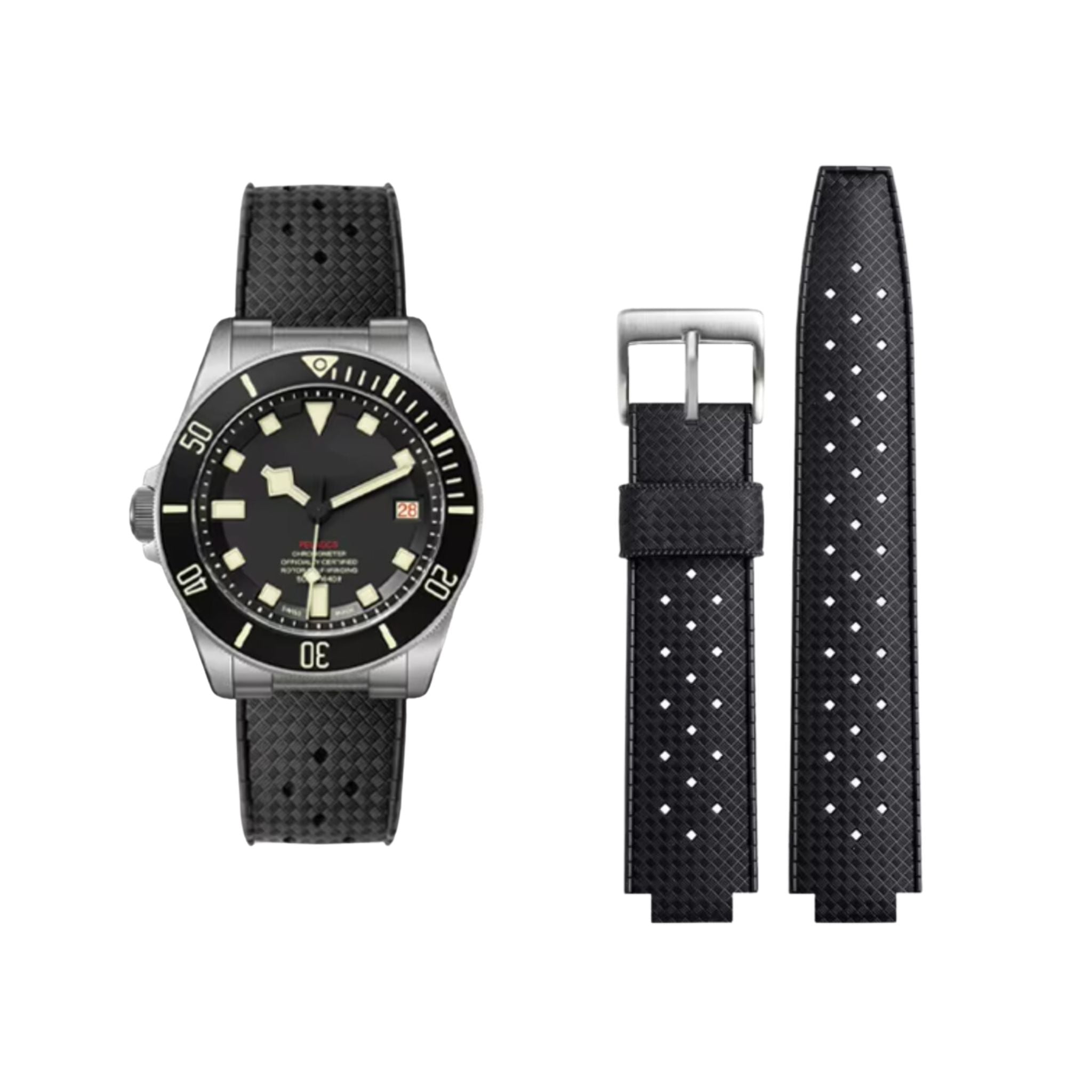 Rubber Strap - For Tudor Pelagos 25500 / 25600 - Black - Helvetus