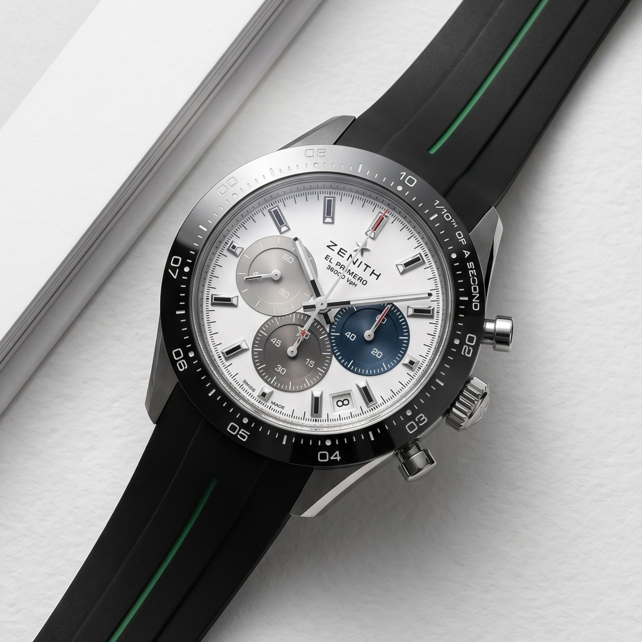 Kautschukarmband für alle Zenith Chronomaster Modelle – Schwarz/Grüner Line | LuxLine®